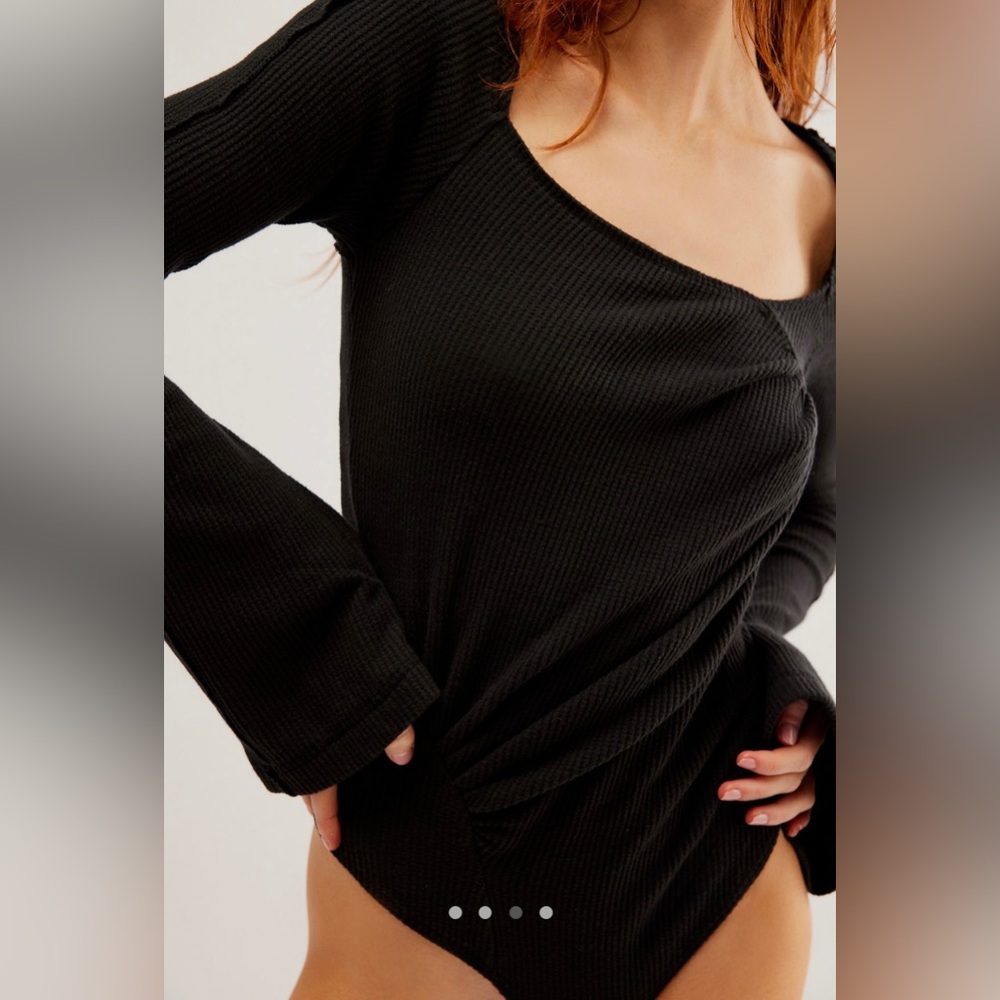 Free People On A Cloud Bodysuit in Black NEW